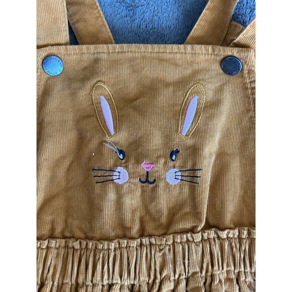 Toddler Corduroy Bunny Pinafore Dress With Pockets Size 4T - Picture 4 of 7